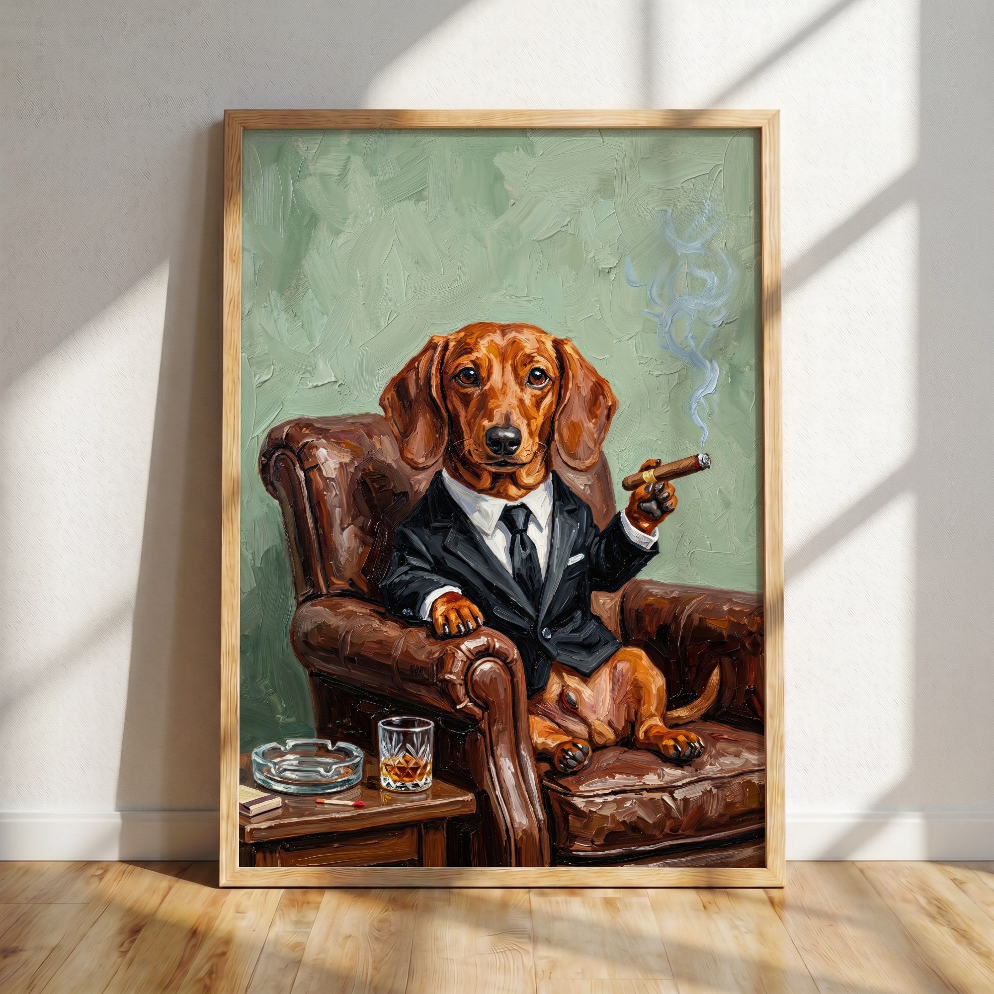 Dachshund Smoking Cigar Poster