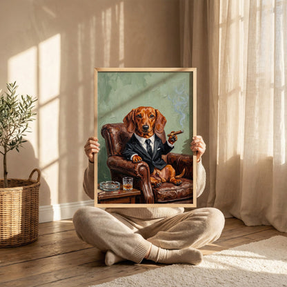 Dachshund Smoking Cigar Poster
