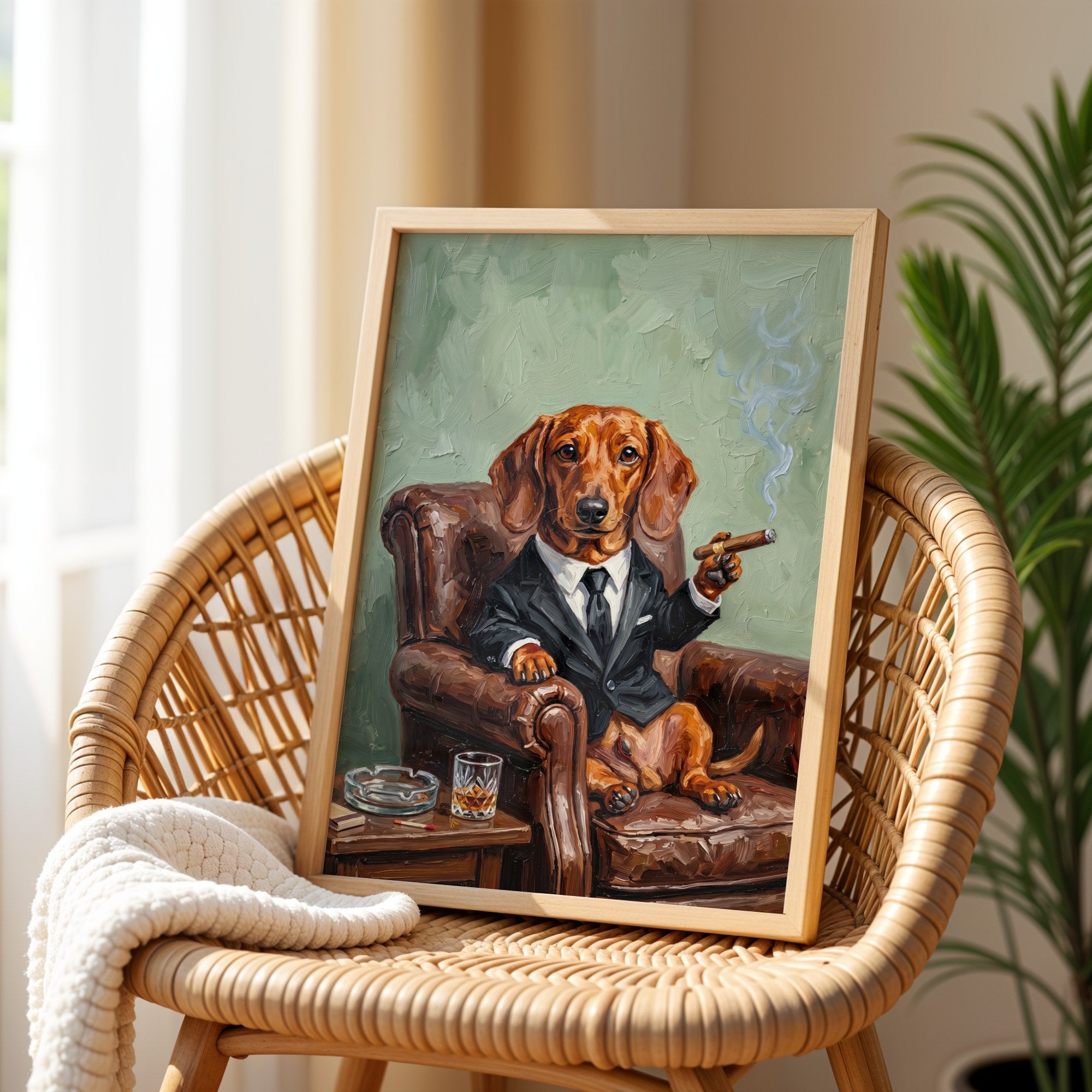 Dachshund Smoking Cigar Poster