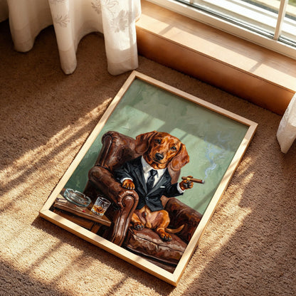 Dachshund Smoking Cigar Poster