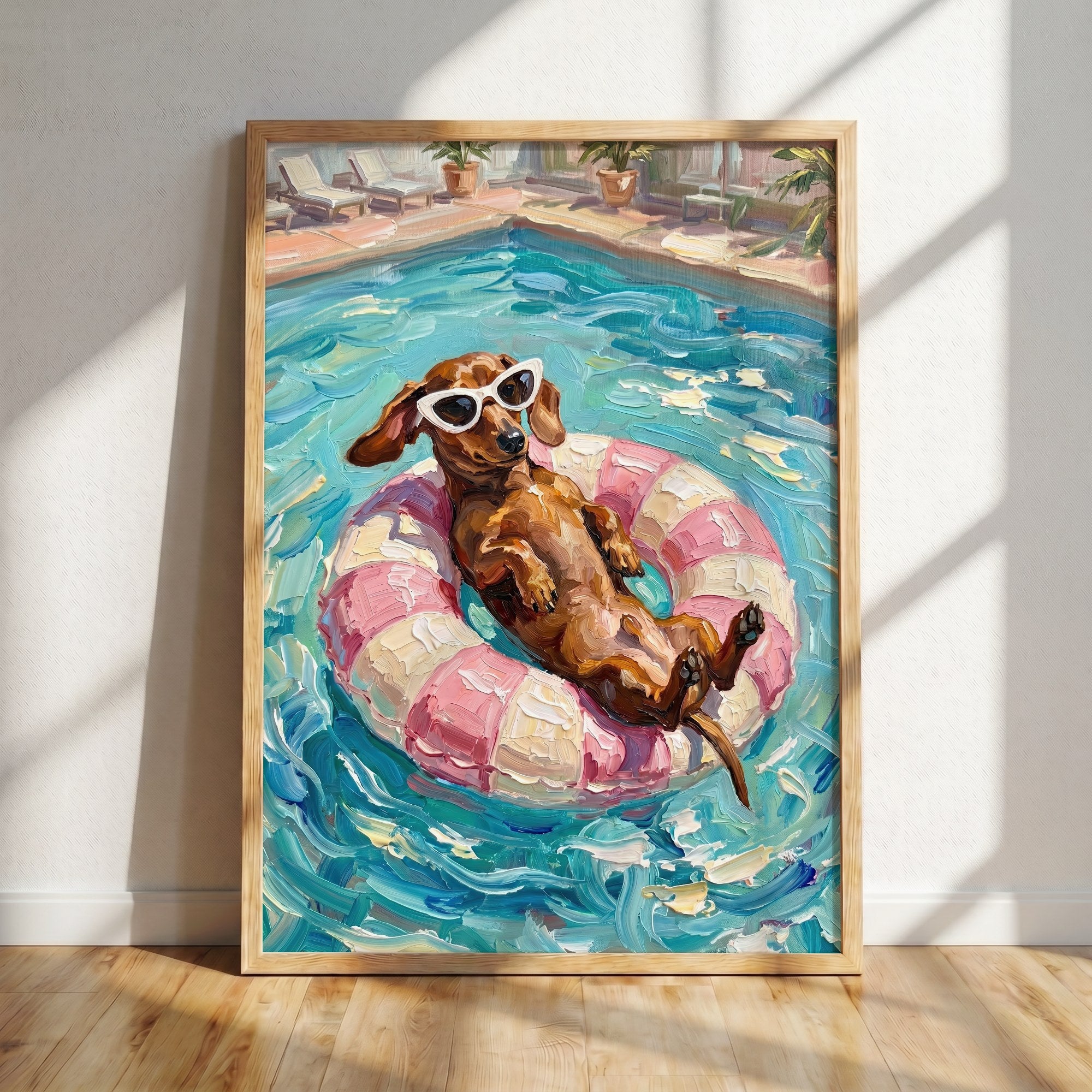 Dachshund in Swimming Pool Poster
