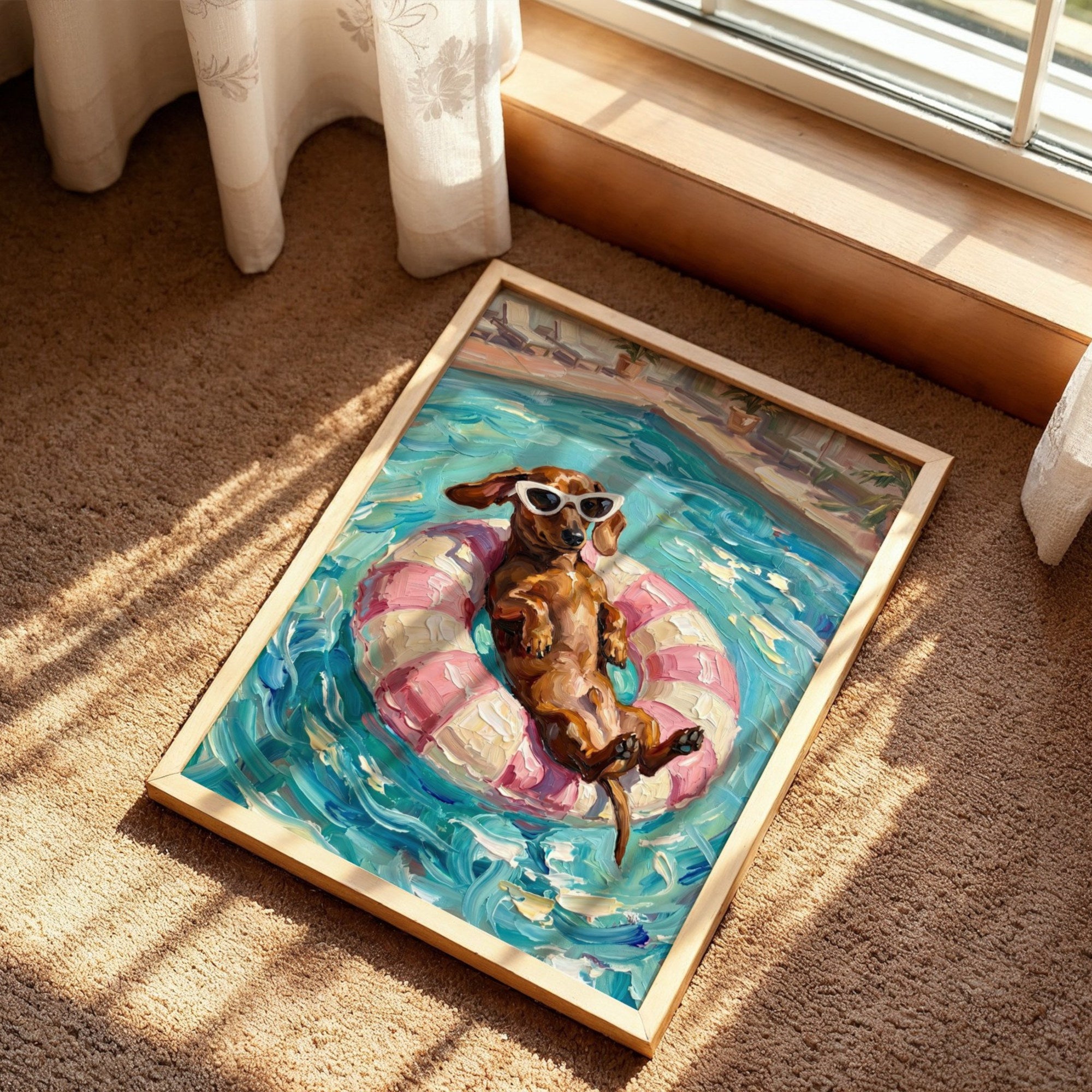 Dachshund in Swimming Pool Poster