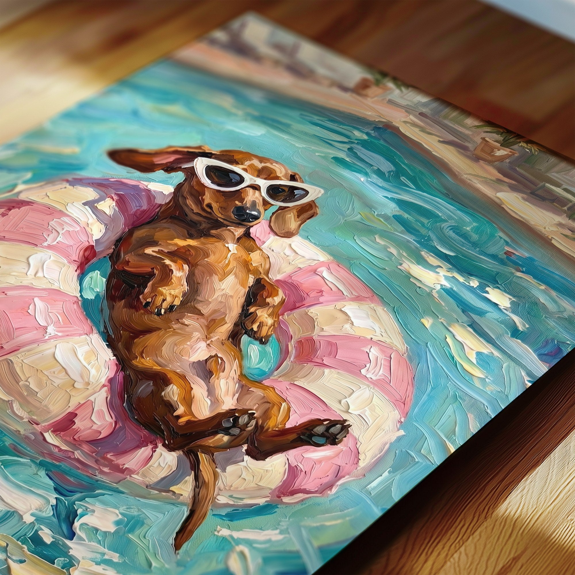 Dachshund in Swimming Pool Poster
